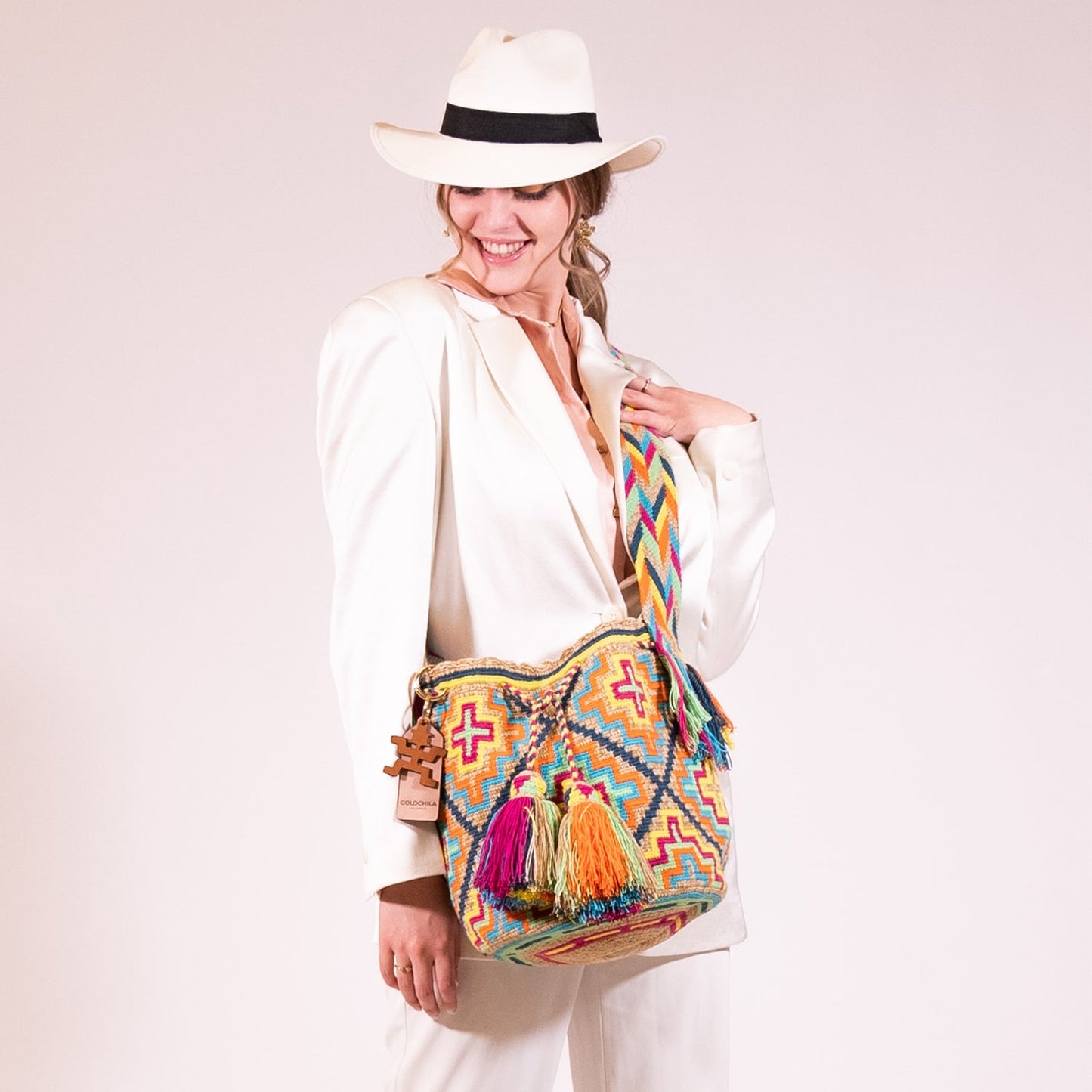 Handwoven 'Celeste' Medium Bag - Colourful Mochila