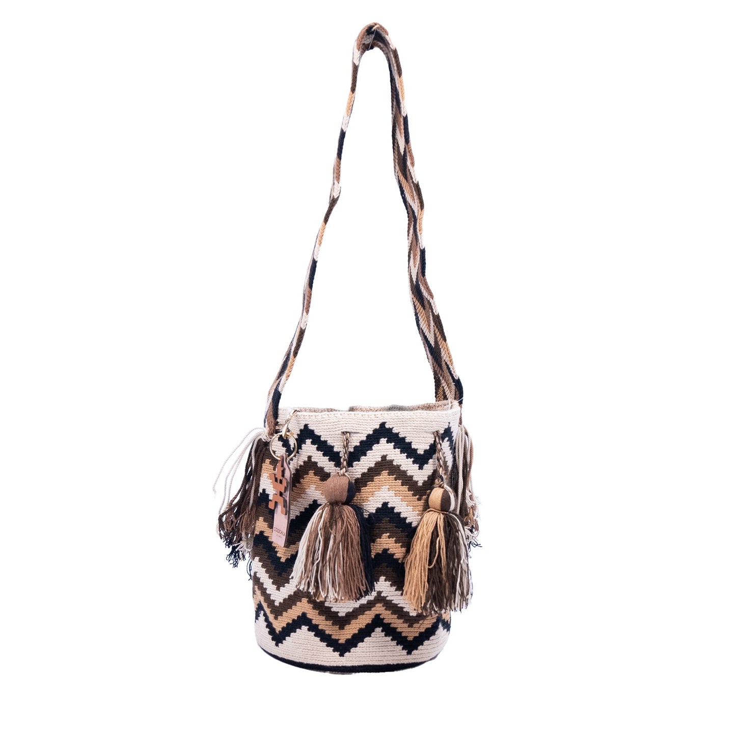 Handwoven 'Donatela' Medium Bag - Neutral Tones Mochila