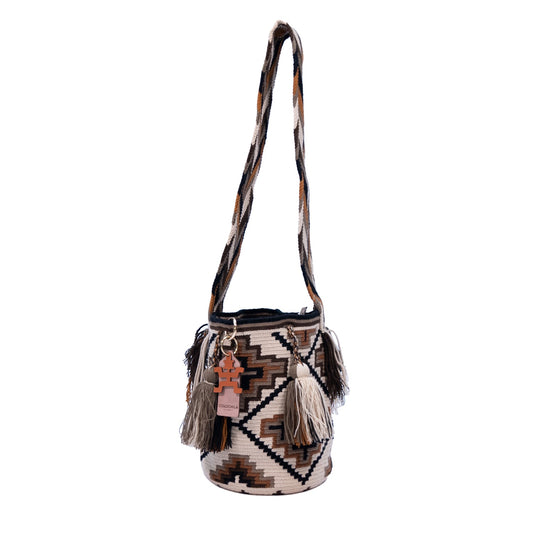 Handwoven 'Doris' Medium Bag - Neutral Tones Mochila