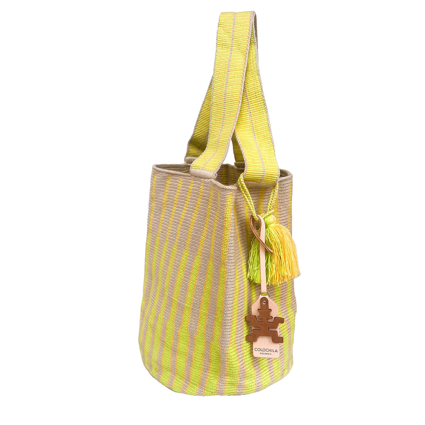 Handwoven 'Gloria' Large Bag - Green and Yellow Mochila