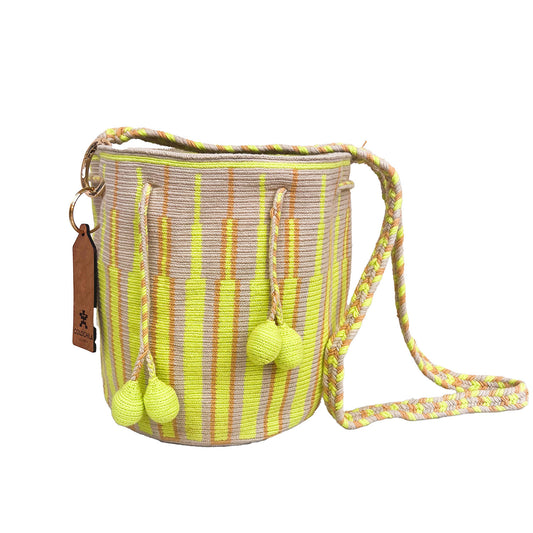 Handwoven 'Glorita' Small Bag - Green and Yellow Mochila