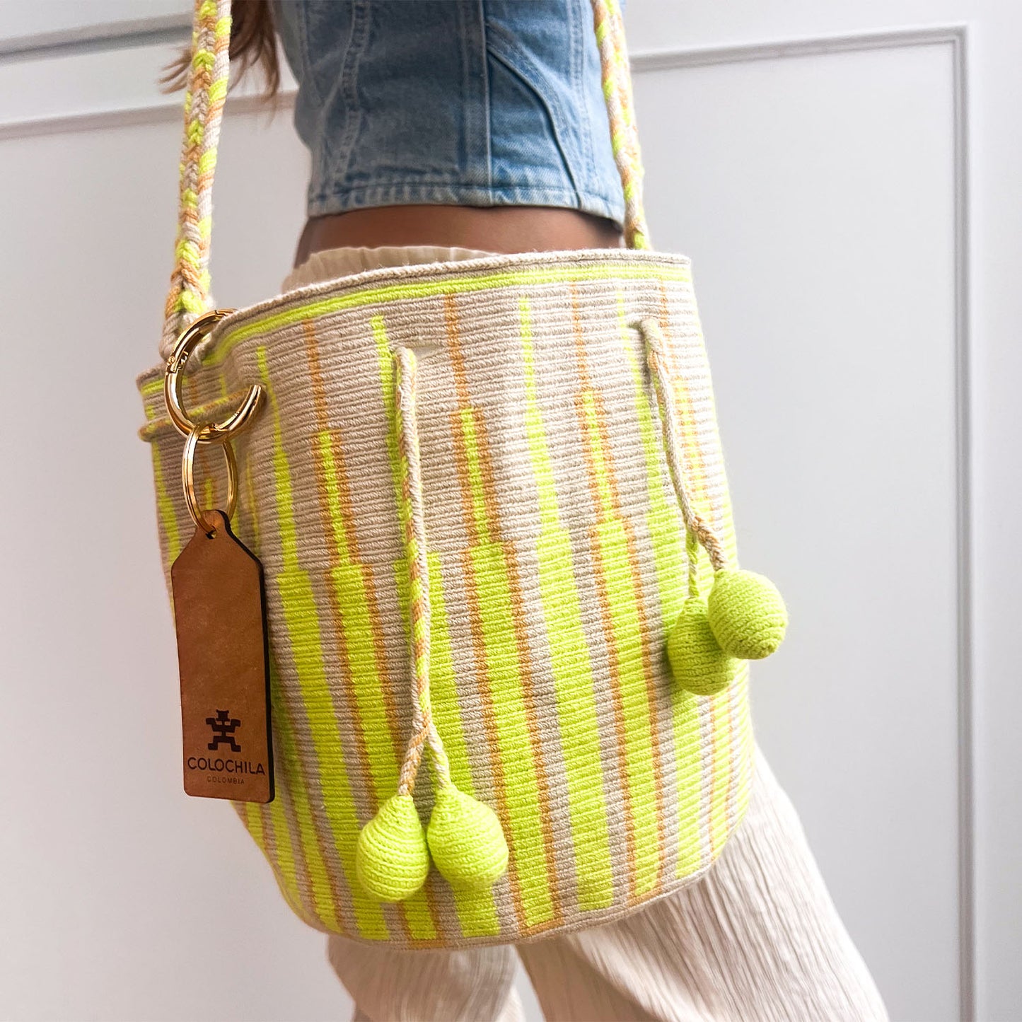 Handwoven 'Glorita' Small Bag - Green and Yellow Mochila