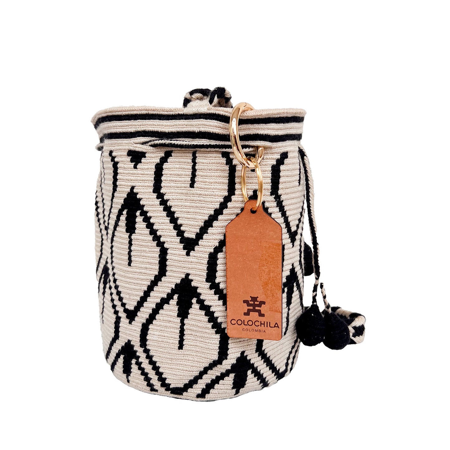 Handwoven 'Hanita' Small Bag - Beige and Black Mochila