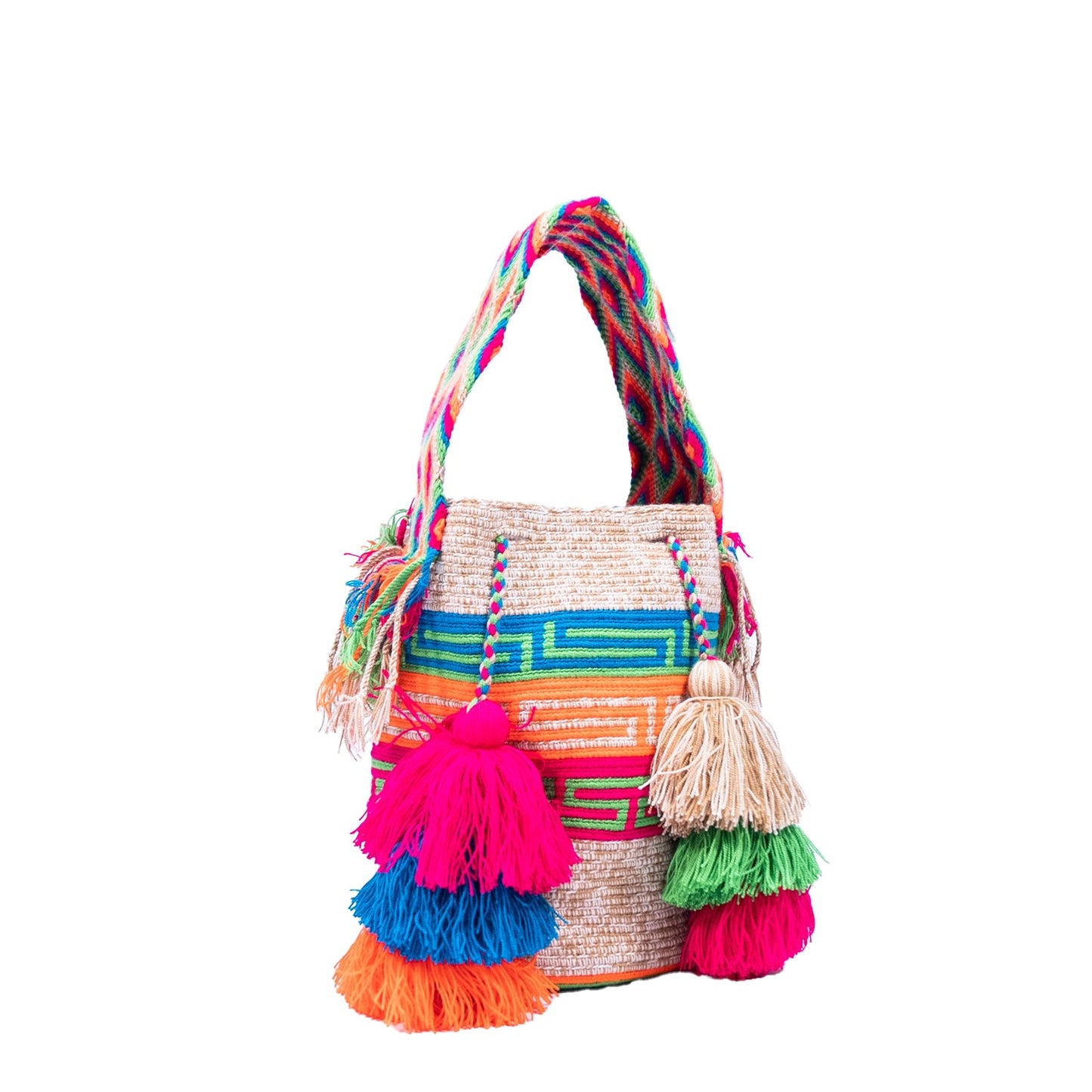 Handwoven 'Pepita' Medium Bag - Colourful Special Design Mochila