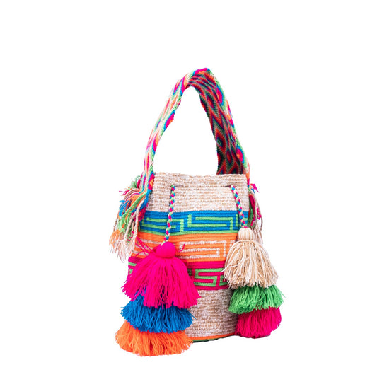 Handwoven 'Pepita' Medium Bag - Colourful Special Design Mochila