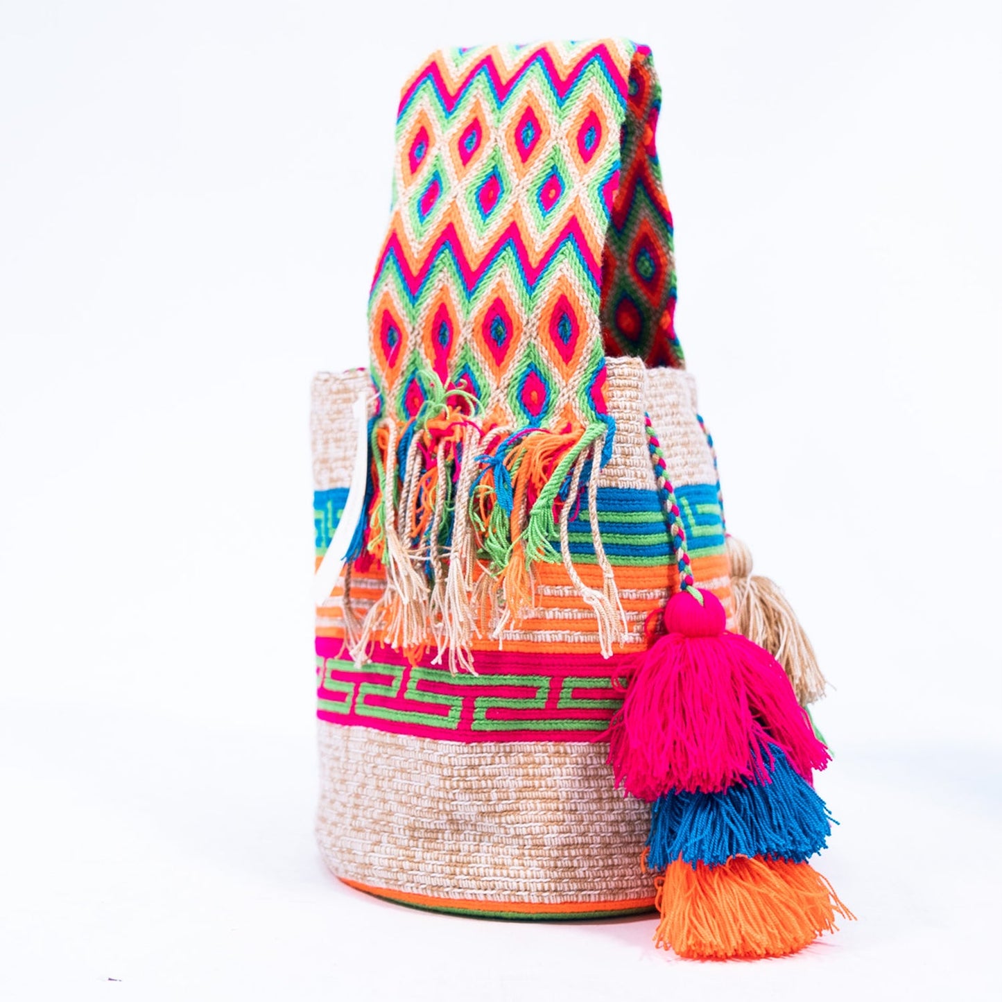 Handwoven 'Pepita' Medium Bag - Colourful Special Design Mochila