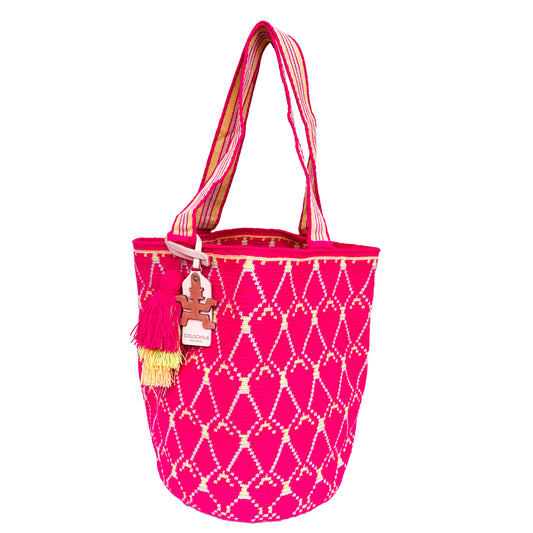 Handwoven 'Rafa' Large Bag - Pink Mochila