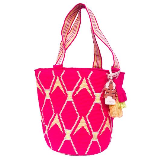 Handwoven Rafaela Large Bag - Pink Mochila