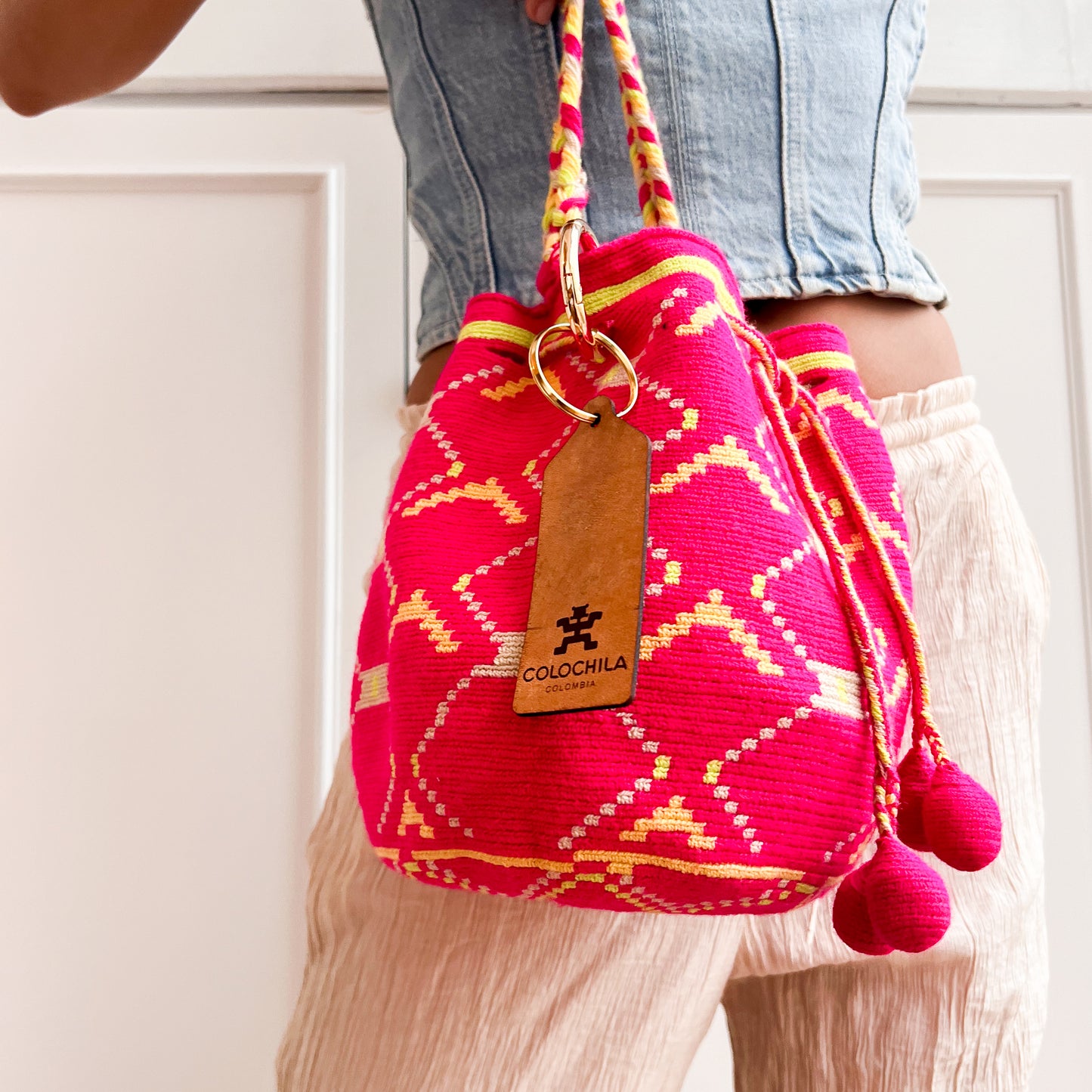 Handwoven 'Rafaelita' Small Bag - Pink Mochila